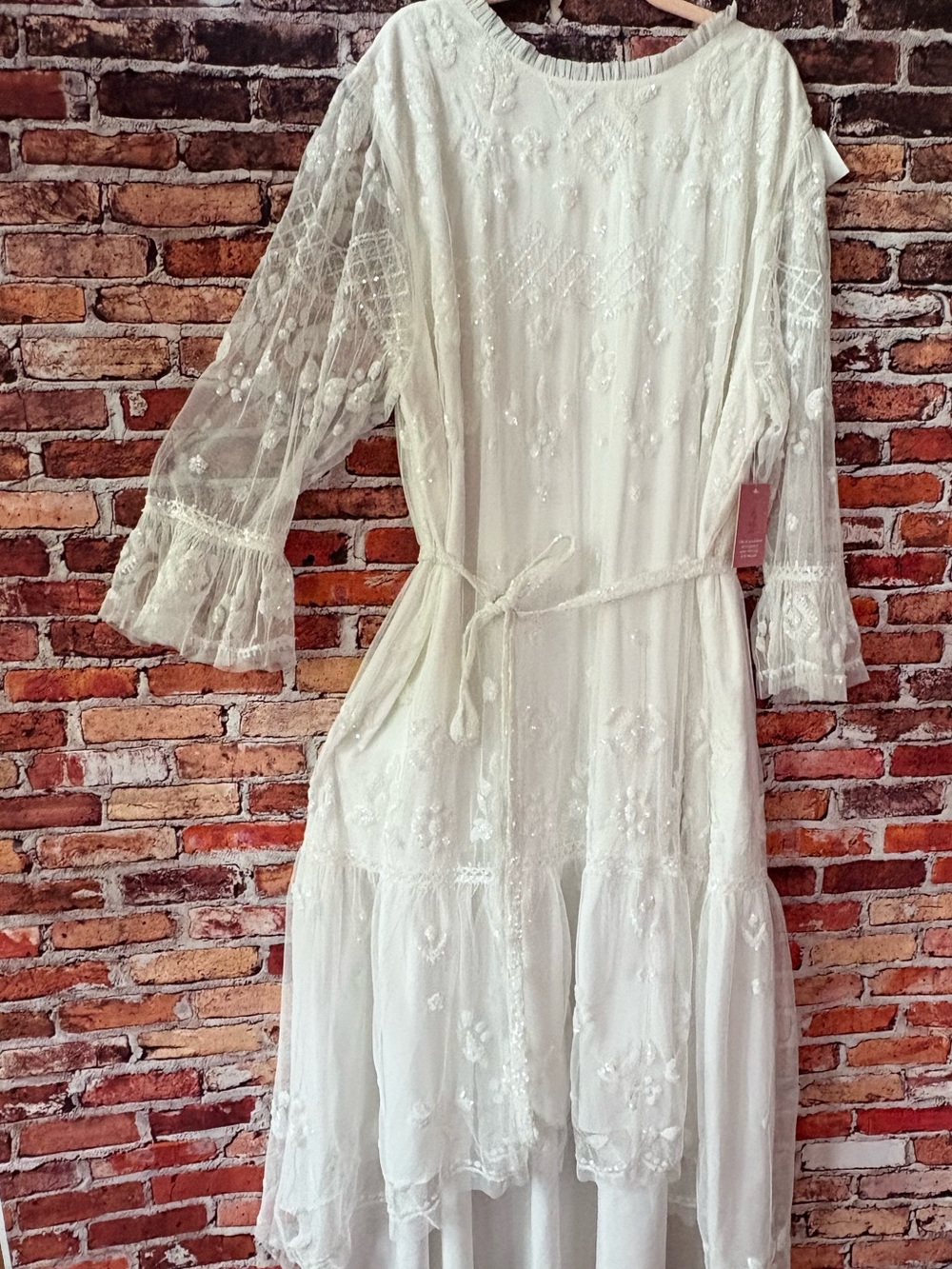 Ivy City Co “Queenie” White Sequin Embroidered High-Low Wedding Dress 4X